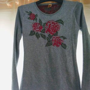 Gray sweater with Roses, Dolce Vita, Size M
